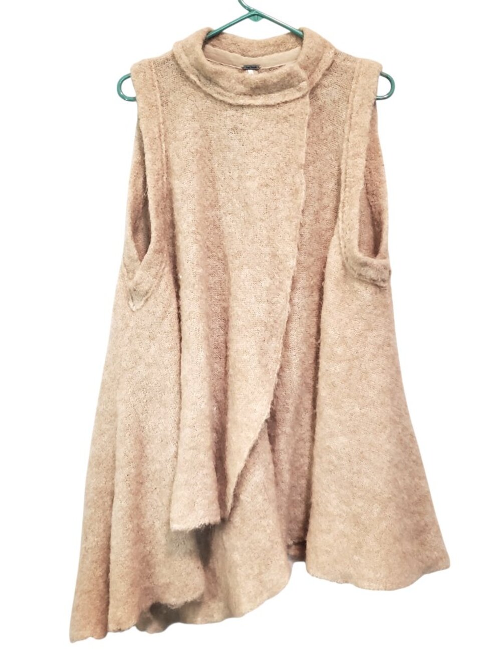 Free People Stand & Deliver Oversized Cream Wool Alpaca Snap Shawl - Small